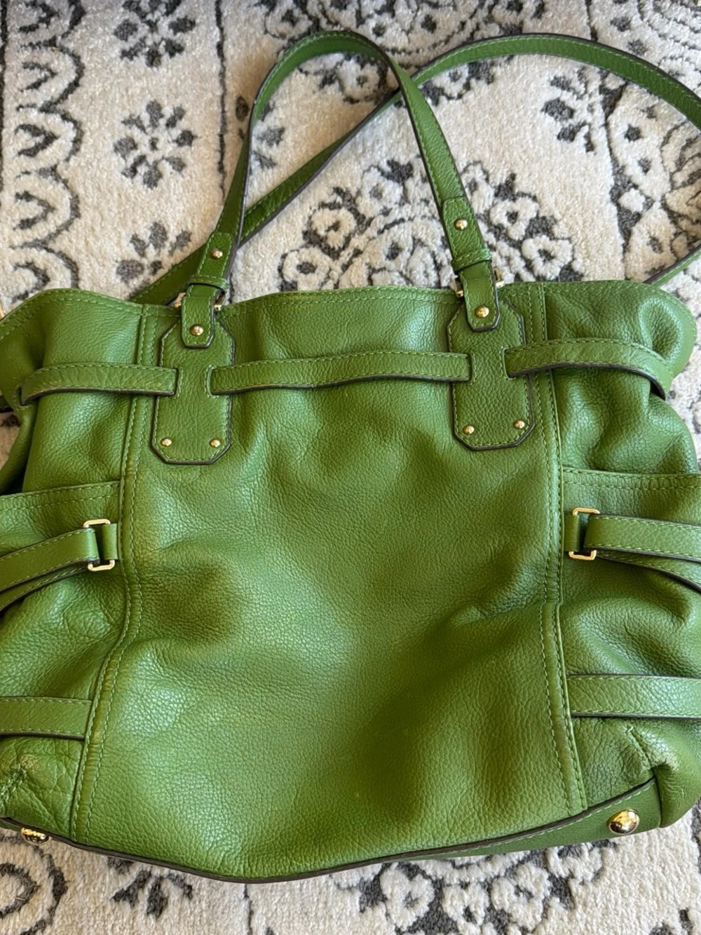 vintage michael kors green leather purse